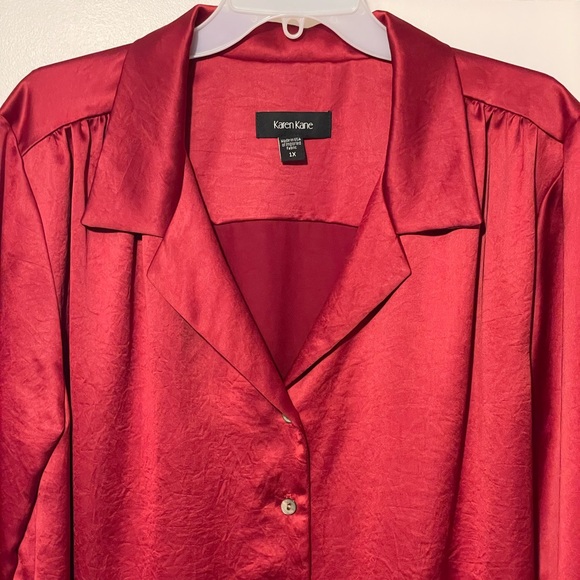 Karen Kane Satin Button-Up Long Sleeve Shirt Sz 1X - Picture 6 of 13